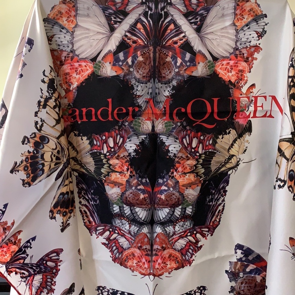 Alexander McQueen Butterfly Decay Skull Scarf - Picture 2 of 8